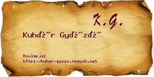 Kuhár Győző névjegykártya